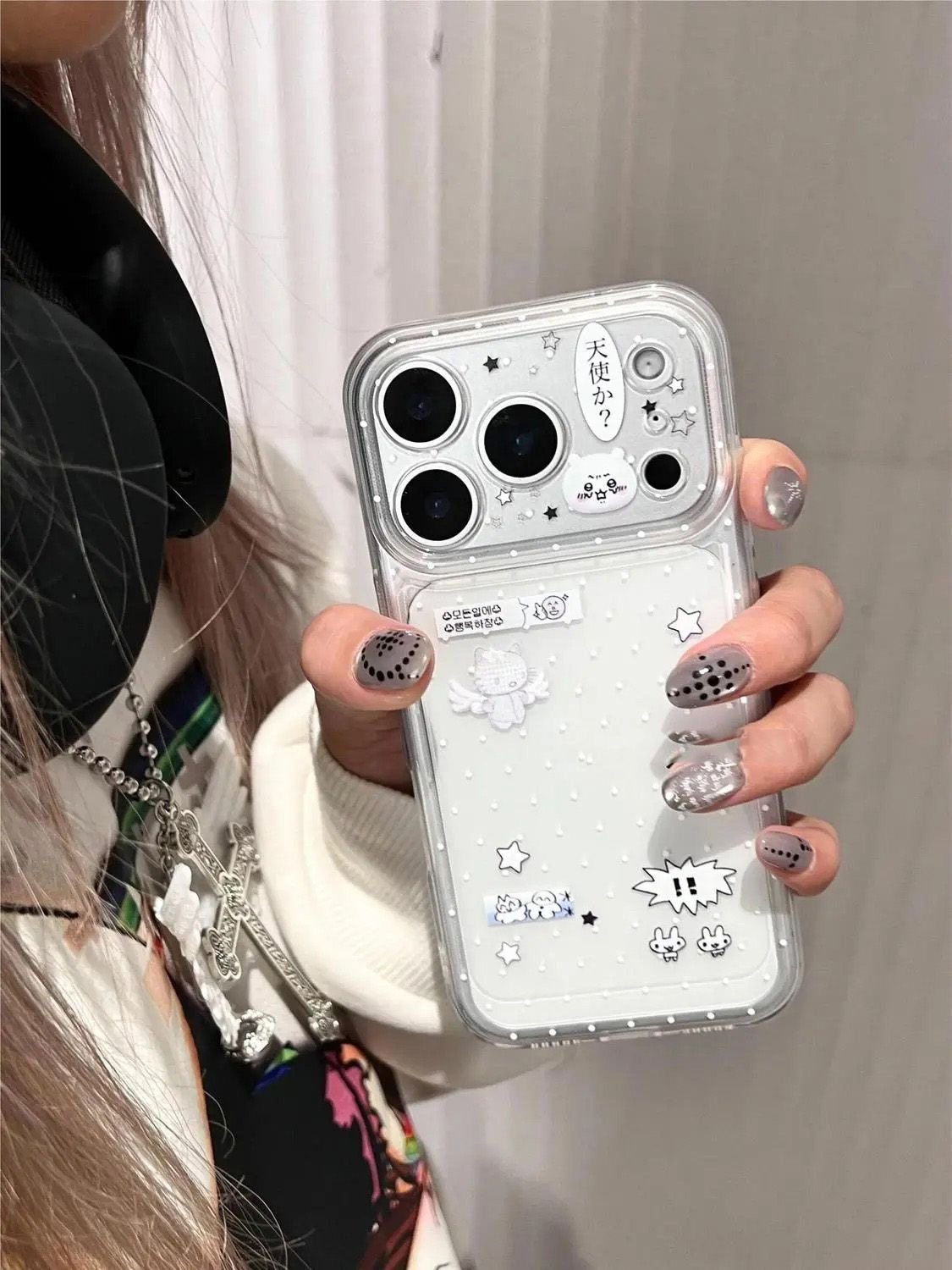 呆萌宅波点天使猫适用iPhone17promax手机壳苹果16pro/14软壳13透明12太空壳保护套11防摔15pro女plus创意