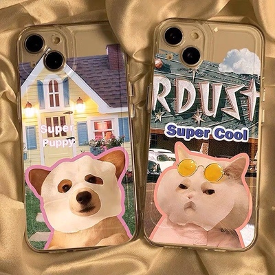 可爱面膜猫狗柯基ins风适苹果14手机壳苹果13软壳11/12promax高级xs/xr防摔7p创意