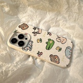 可爱涂鸦小动物派对动物园适用于苹果14手机壳颗粒感11 12promax高级xs xr防摔7p创意13p环保可降解