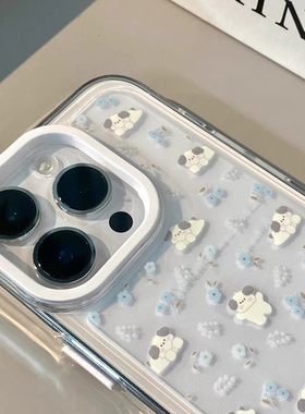 可爱满屏小碎花狗狗适用苹果16手机壳iPhone15promax新款14pro小众xs/x网红13爆款11防摔12全包8/7保护软壳套