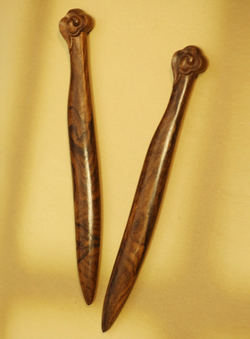 【侠客行】18CM刀簪金元素中式原创黑柿木发簪复古田园木簪子