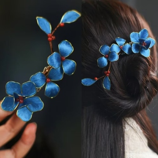 隐木原创【满枝头】非遗桑蚕丝绒花点翠色边夹家居饰品摆件日常