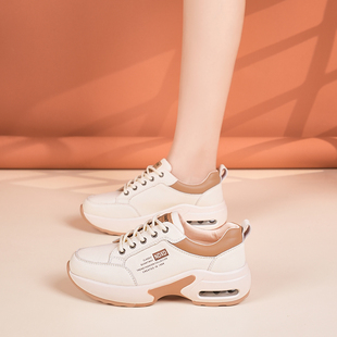 内增高女鞋小个子厚底坡跟轻便舒适软底不累脚休闲百搭小白鞋