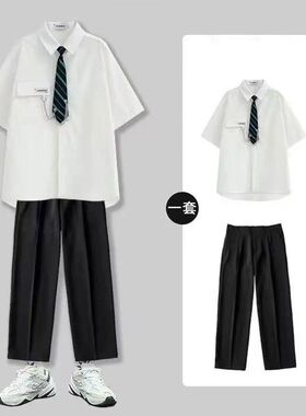 学院dk制服衬衫男女薄款短袖帅气夏季套装休闲日系校园班服衬衣潮