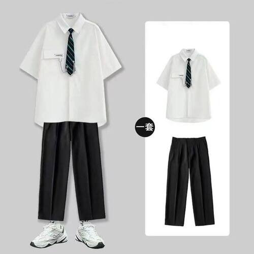夏季薄款日系学院DK短袖衬衫