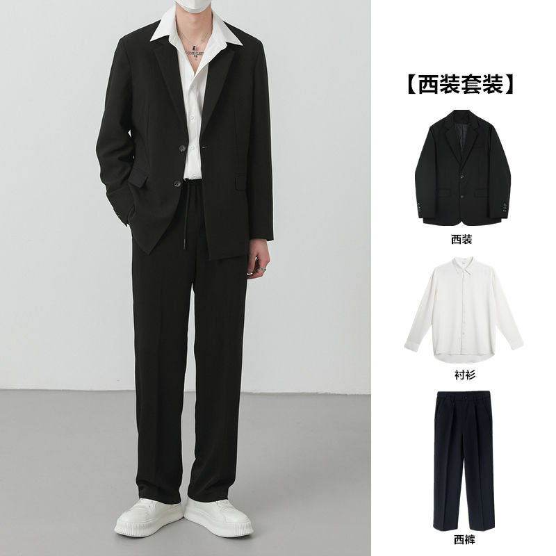 男士小西装套装韩版潮流垫肩西服百搭痞帅职业正装休闲外套DK上衣