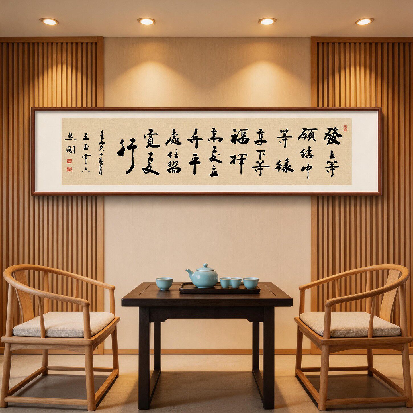 上善若水书法挂画新中式客厅茶室背景墙字画卧室床头横幅装饰画