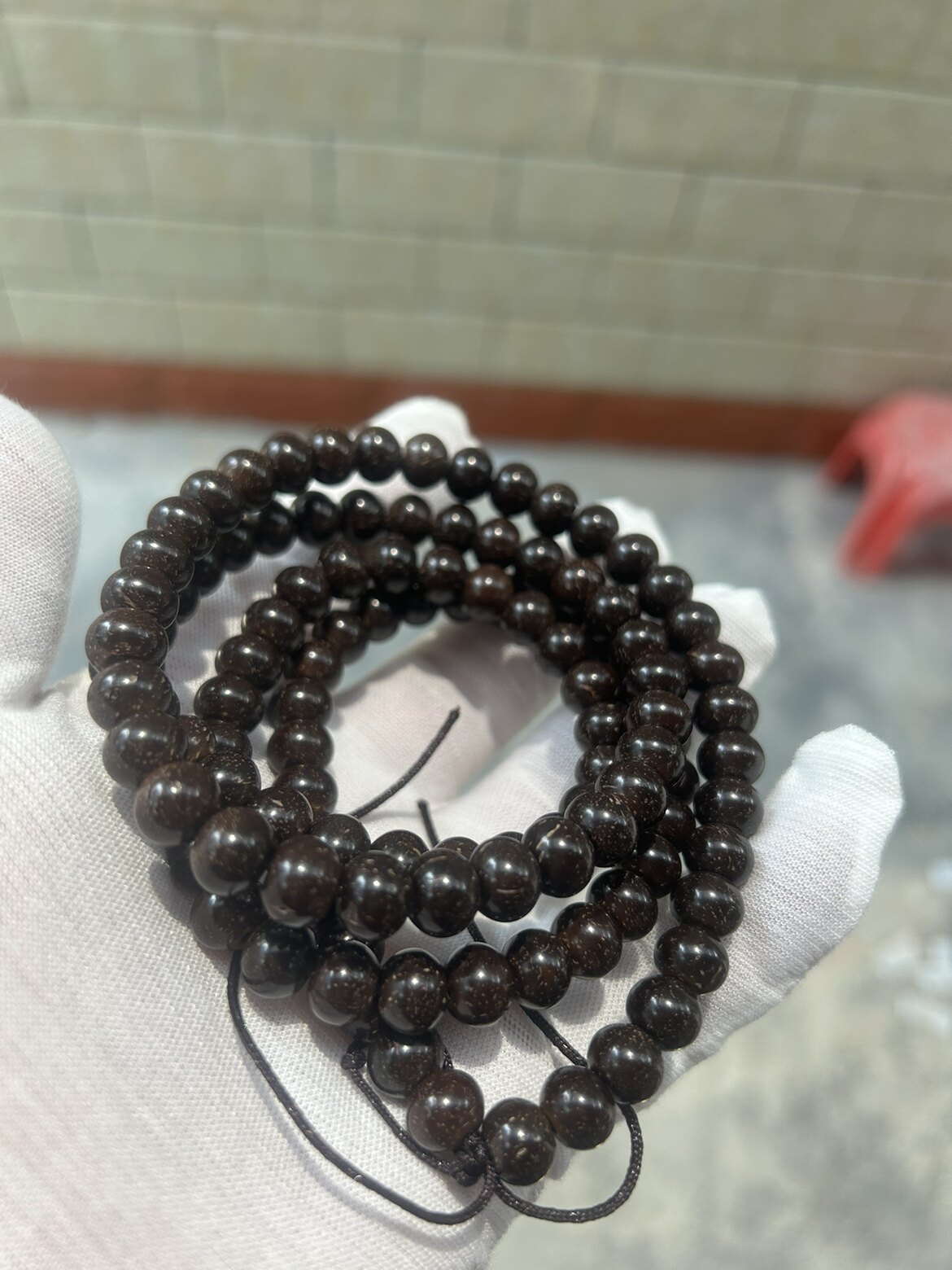 原生态棕色椰蒂苹果珠手串单圈直菩提