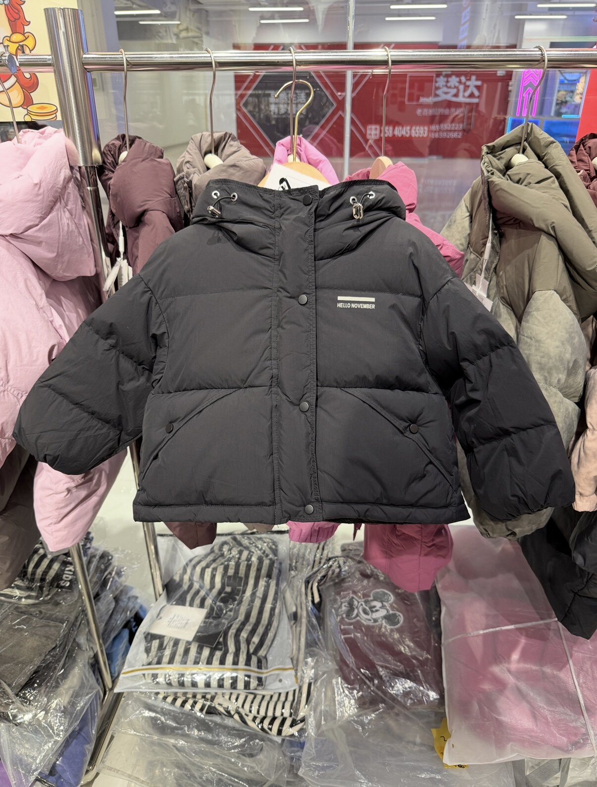 儿童特价黑色羽绒服2025小童杜邦三防中长款新国标90白鸭绒面包服