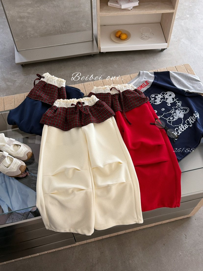 女童洋气卫裤2026春款中大童韩版个性拼接格子裙摆可抽绳休闲裤潮,童装/婴儿装/亲子装,运动裤卫裤,淘宝优惠券,粉丝福利购,淘宝优惠卷