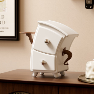 创意弯腰抽屉式桌面收纳盒梳妆台首饰耳环分格整理架个性叉腰柜子