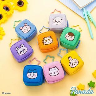 现货日系吉伊卡哇方形零钱包卡通小八乌萨奇刺绣耳机包星星扣可挂