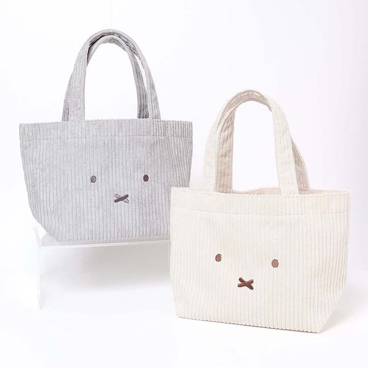 日本miffy米菲刺绣手提包卡通可爱灯芯绒午餐包大容量手拎便当包