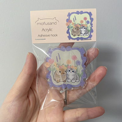 新品 磁吸冰箱贴亚克力挂钩猫猫可爱磁铁猫福Mofusand 非粘贴挂钩