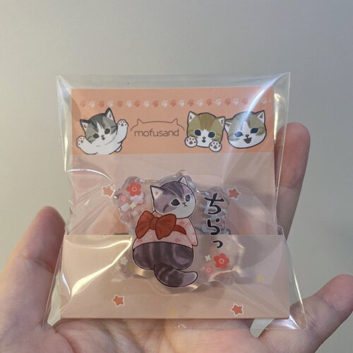 新品Mofu滴胶款亚克力pp夹橘色系列樱花猫猫书夹
