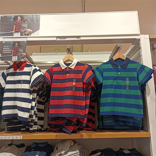 岛国出品 夏季童装/男童/女童学院风条纹休闲短袖POLO衫 454506