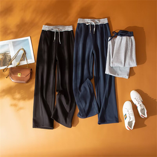 撞色腰头 宽松无束缚 冬季女士加厚奥利绒防风保暖镰刀阔腿加绒裤