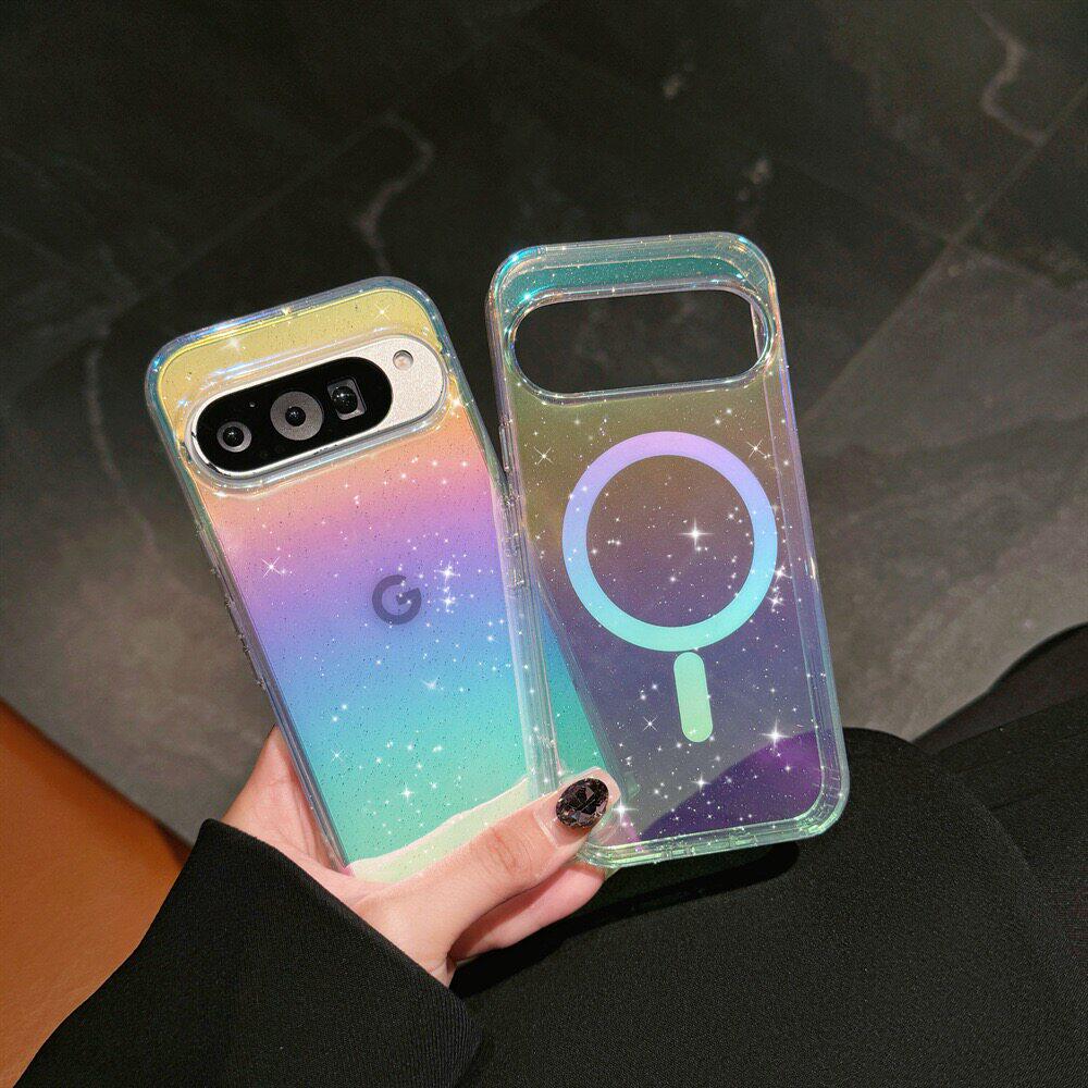 彩镀亮片适用于谷歌Pixel 10pro磁吸手机壳Google Pixel 9proXL渐变奢华9A/10A保护套9pro防摔10proXL保护壳