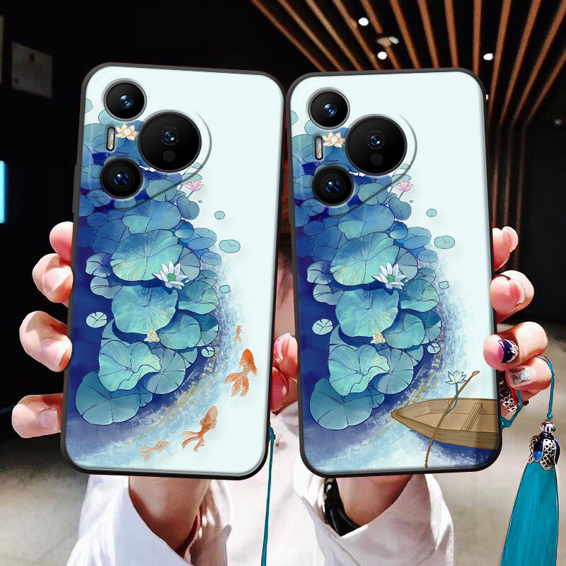 适用荷边鲤鱼适用于华为pura70ultra/p60/p50浮雕手机壳mate70/mate60大吉nova12pro流苏8se软壳nova9se荣耀2