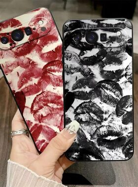 适用于红色唇印适用于Google Pixel10proXL手机壳谷歌Pixel10pro黑唇7pro/8pro磨砂8A/7A软壳6A/9A保护套9pro