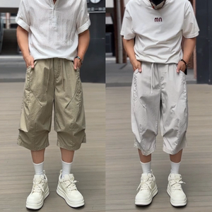 夏季男士纯色工装七分时尚休闲裤