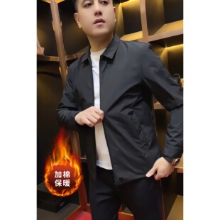 冬季新款加棉男士夹克外套轻奢商务休闲立体裁剪简约穿搭纯色上衣