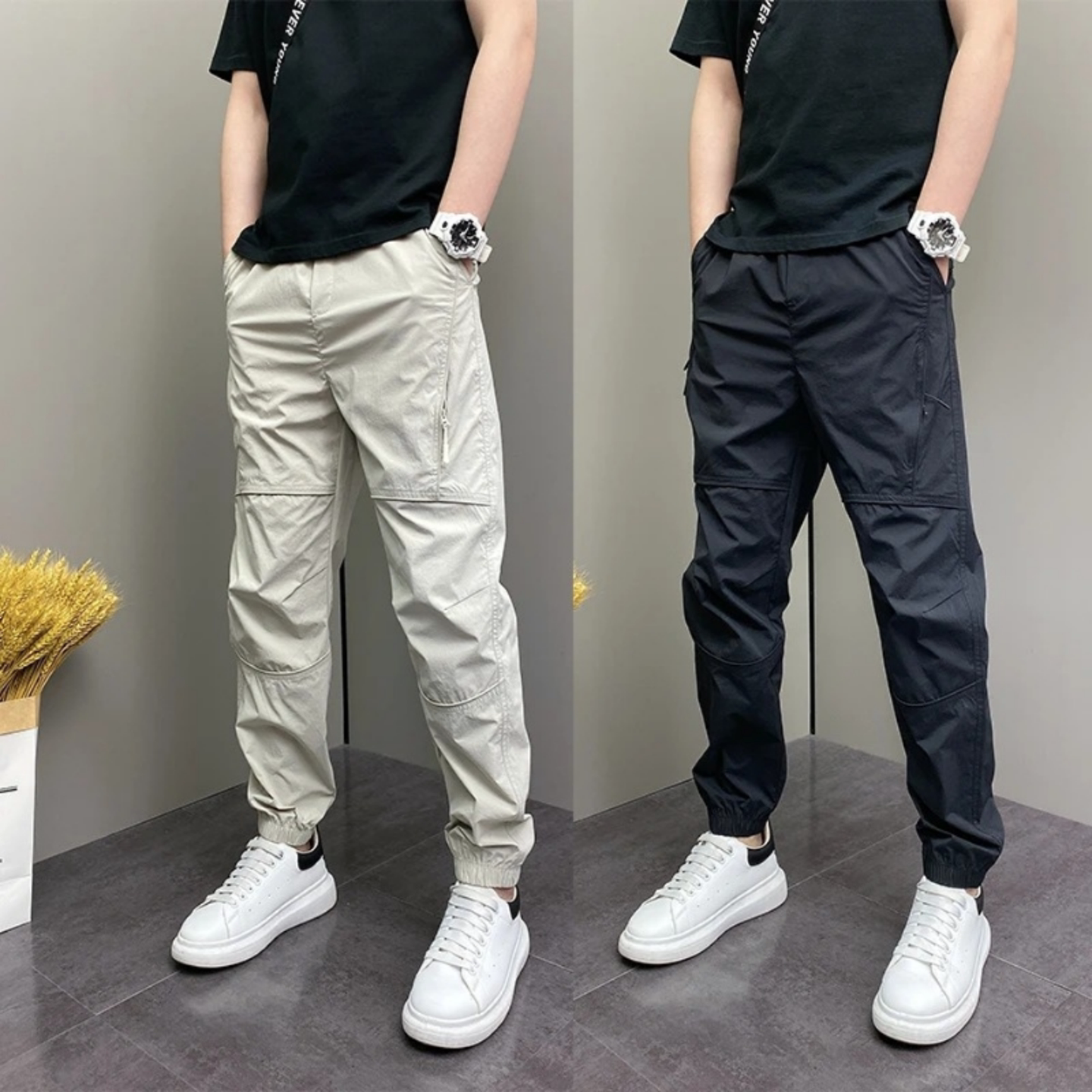 夏季轻薄速干男士潮流束脚休闲裤