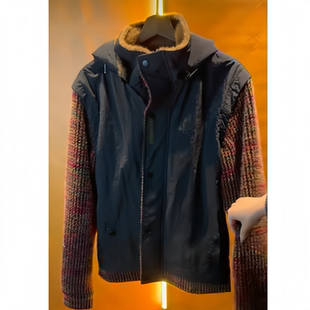 【黑武士连帽夹克外套】座山雕提花撞色加绒拼接时尚男高级感上衣