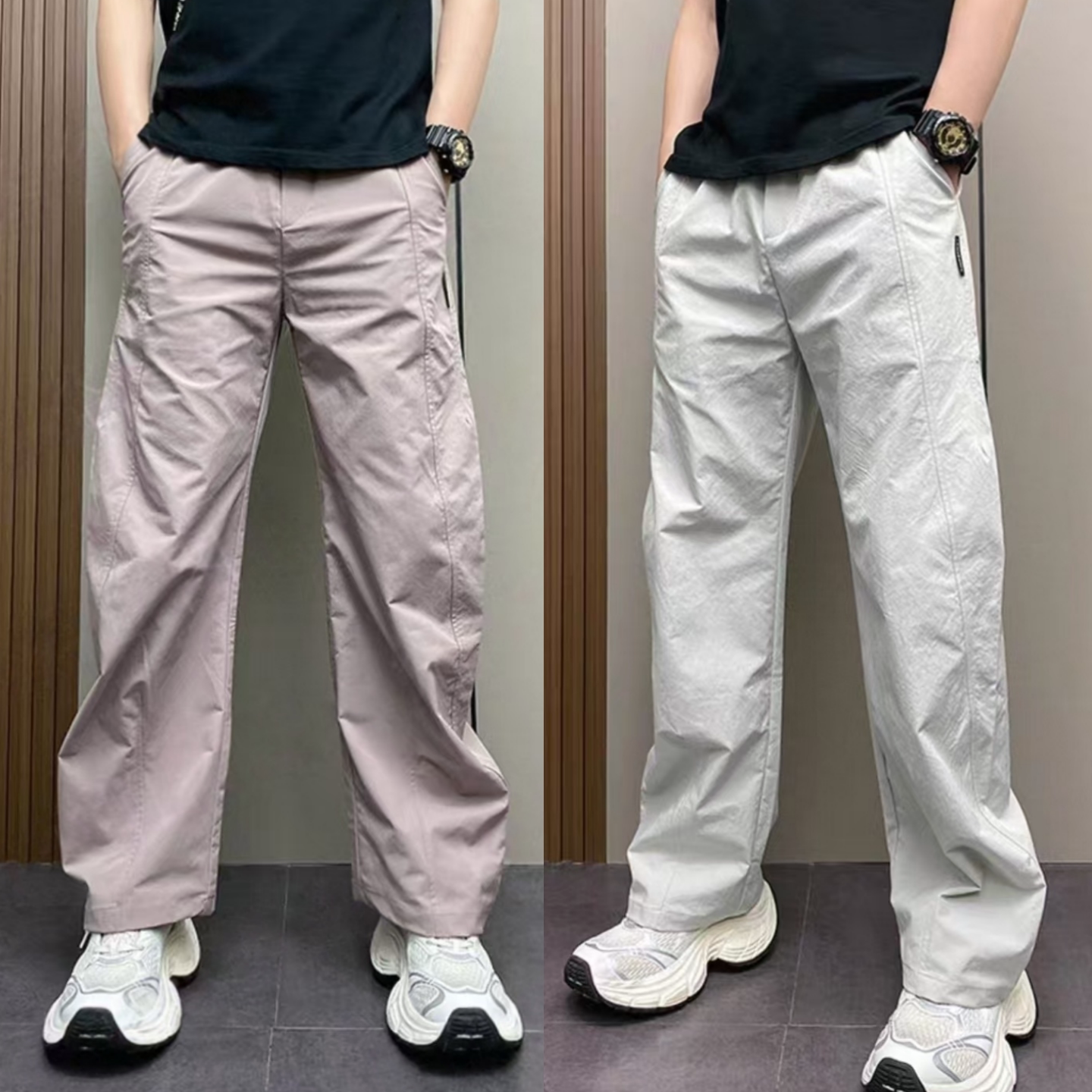夏季男士薄款纯色简约直筒休闲裤