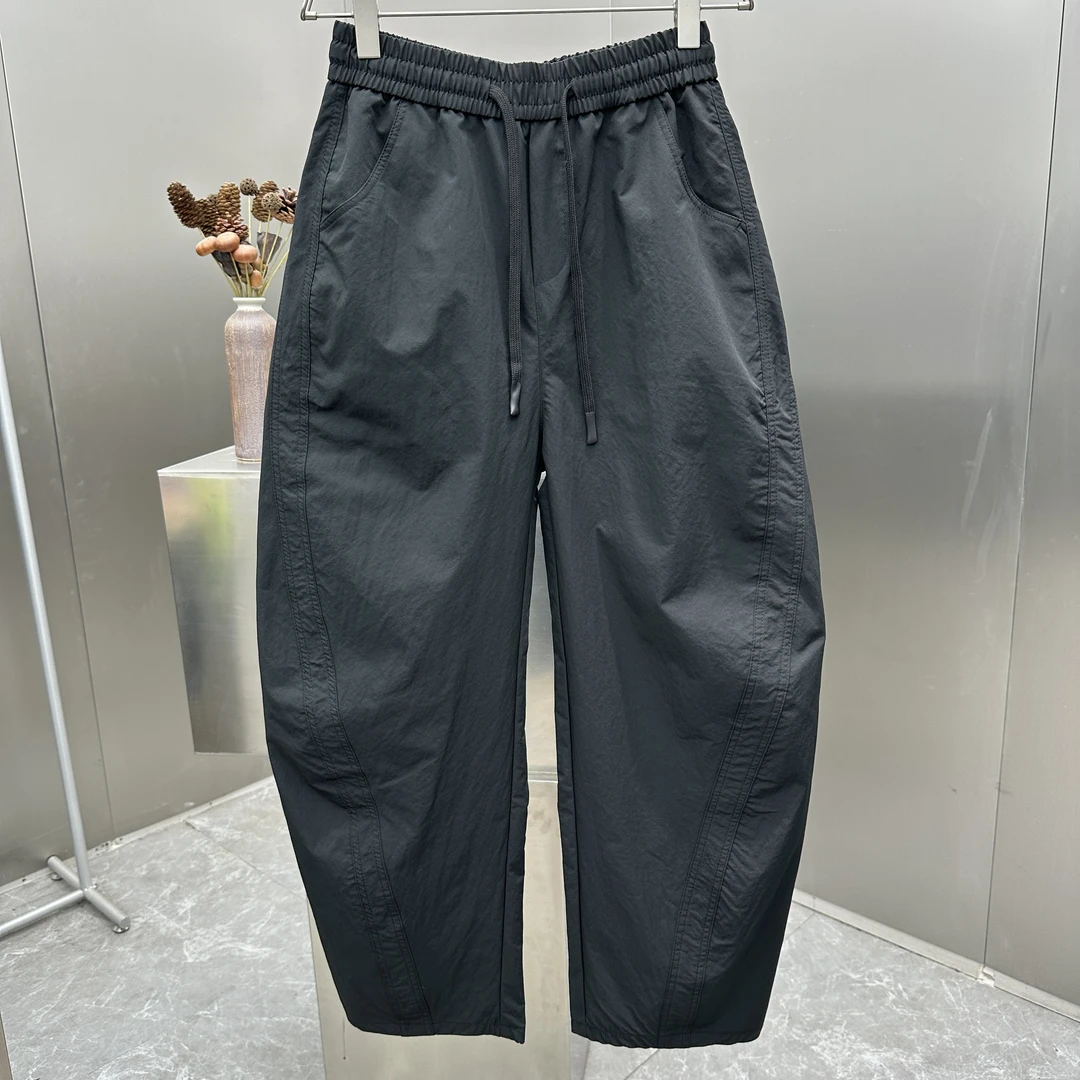 早秋新款男士宽松弯刀裤直筒阔腿裤立体剪裁休闲裤潮流百搭男女款