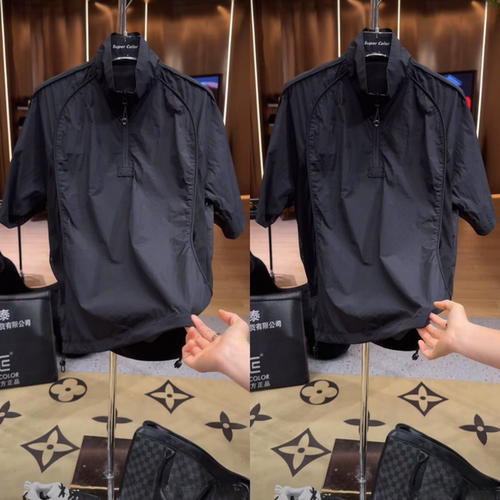 欧货轻奢高端网孔拼接防晒短袖