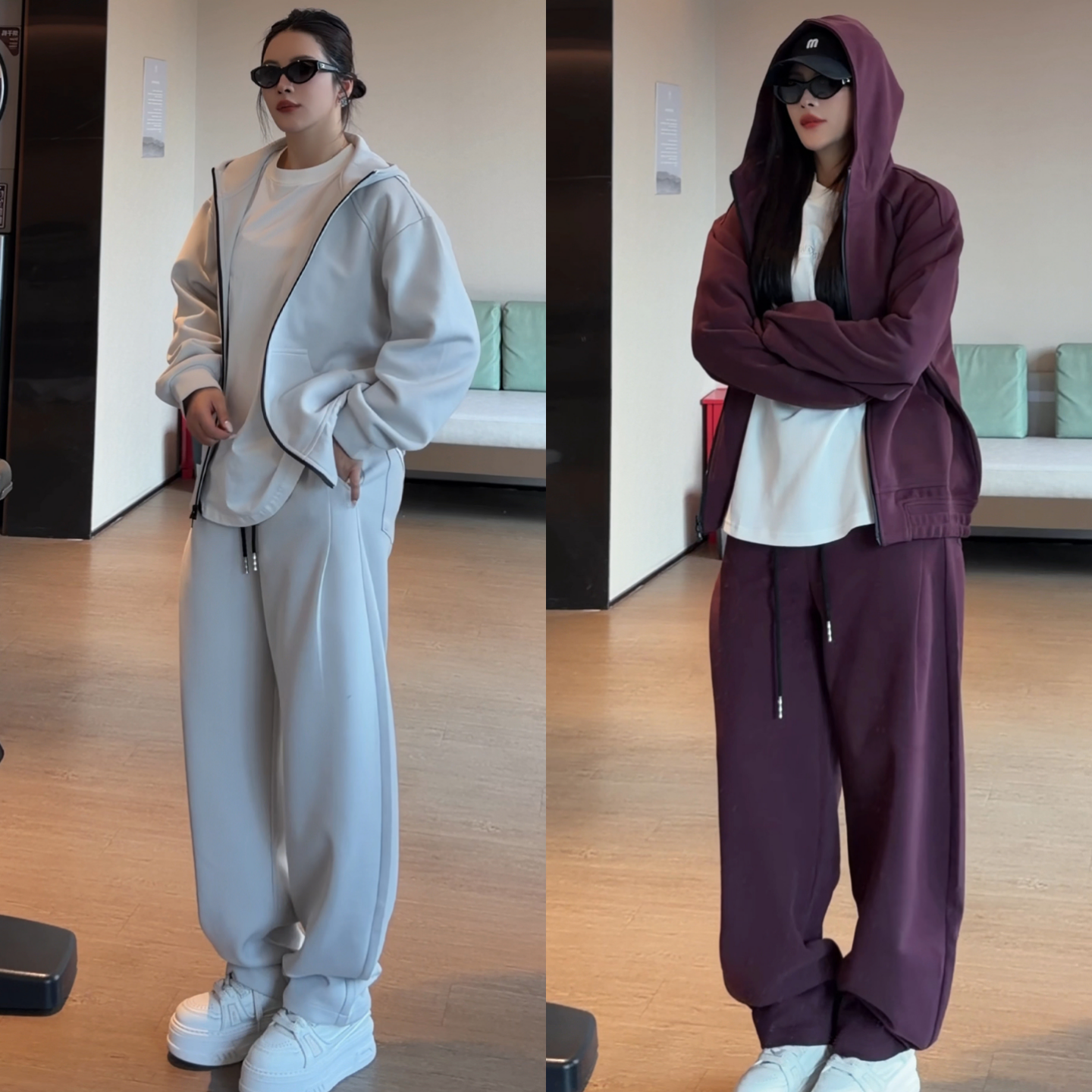 男女同款纯色休闲时尚套装