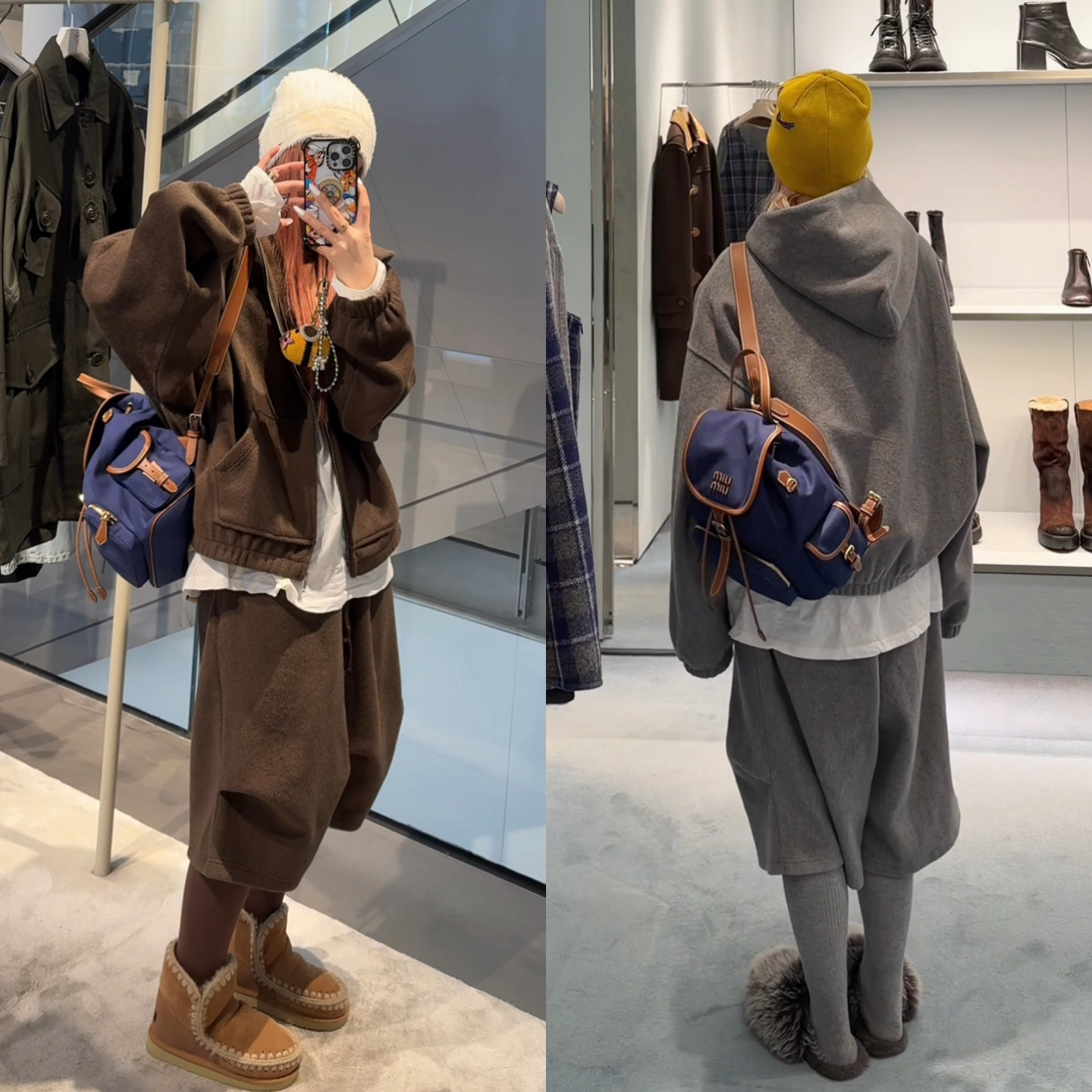 小众设计师系列毛呢男士套装冬季加厚拉链连帽外套七分裤两件套潮