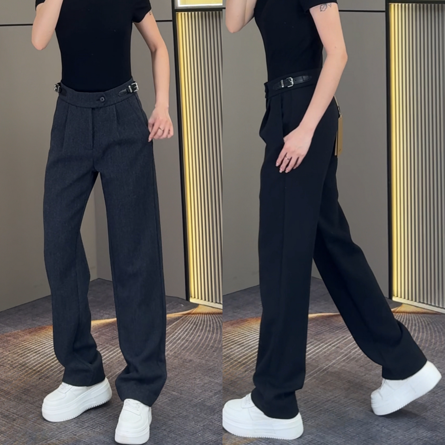 轻奢高级感商务休闲裤冬季厚款男士时尚腰部设计感高定男女直筒裤