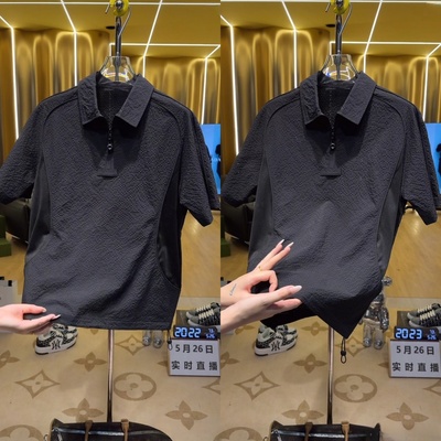 夏季薄款半拉链户外休闲短袖POIO