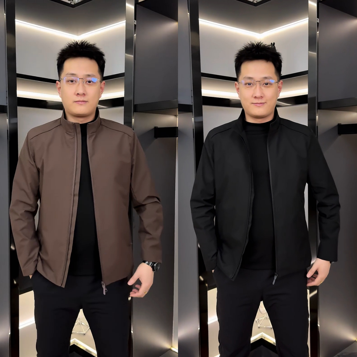 高级感立领行政夹克春季新款男士时尚休闲简约百搭纯色拉链款外套