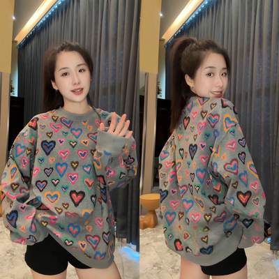 轻奢男装秋季新款爱心圆领卫衣