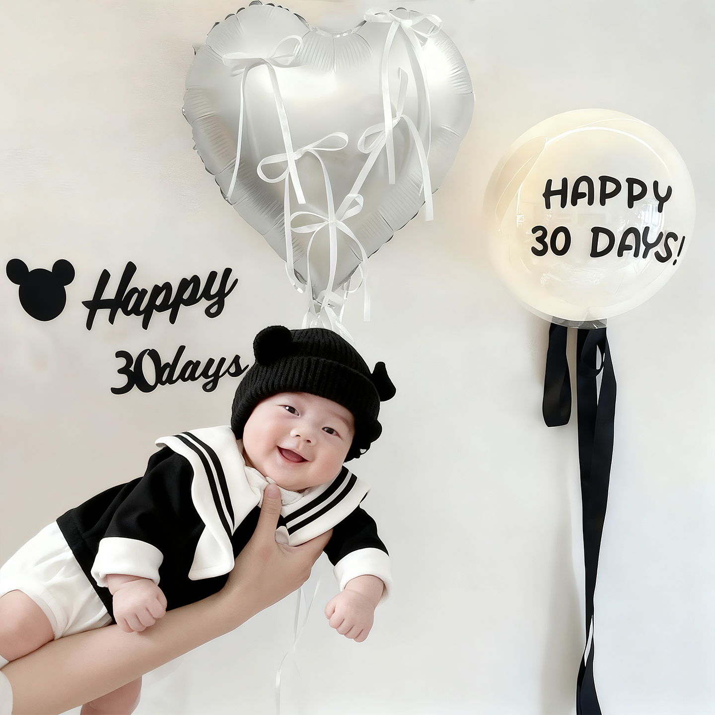 芭蕾风满月周岁爱心形拍照道具百天宝宝装饰气球婴儿30天氛围布置