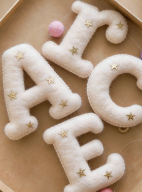 定制纯手工英文布艺创意字母姓名挂旗ins儿童房装饰生日纪念礼物