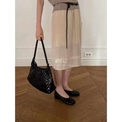 韩代Chic koni 温柔知性小女人有质感轻薄铜氨丝多色半身裙