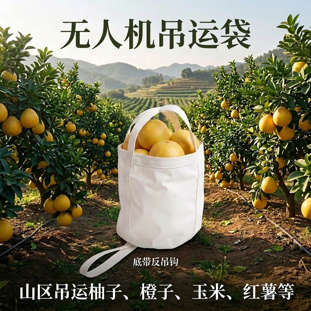 平和蜜柚无人机吊运袋吨包袋橙子橘子水果柚子集装袋自动脱钩器