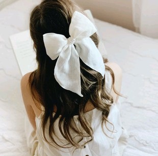 出口女童bows锈边蝴蝶结儿童发卡女童棉纱大蝴蝶马尾夹头饰