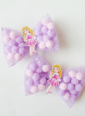 英國纯手工可愛兒童嬰兒蝴蝶結髮夾髮飾公主梦幻紫色糖果发夹(小)