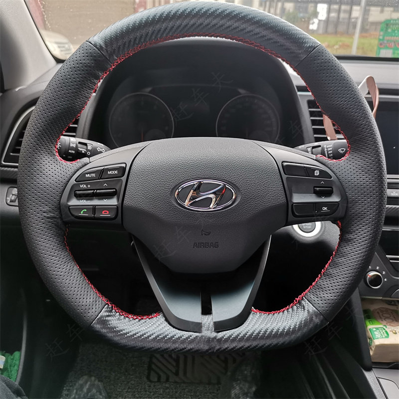 16款北京现代菲斯塔专用手缝方向盘套昂希诺领动1.4T全包把套改装