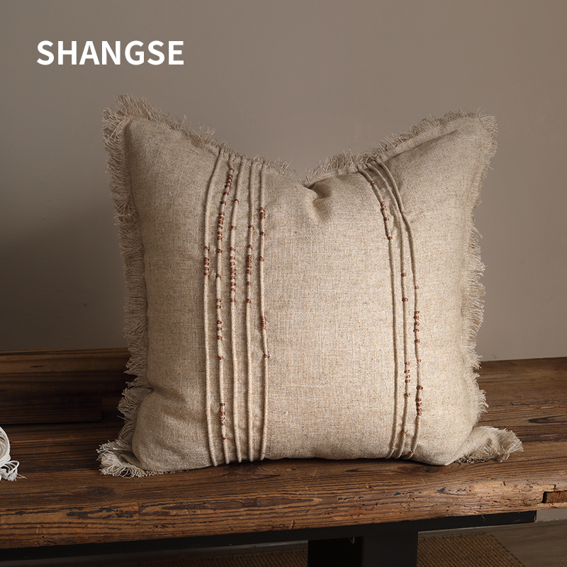 尚塞原创设计侘寂风中古风民宿样板房复古手工编织抱枕靠垫沙发枕,居家布艺,靠垫/抱枕,淘宝优惠券,粉丝福利购,淘宝优惠卷