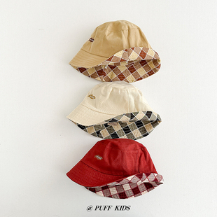 男童女童遮阳渔夫帽 日系原宿风儿童露营登山大沿双面带盆帽春秋季