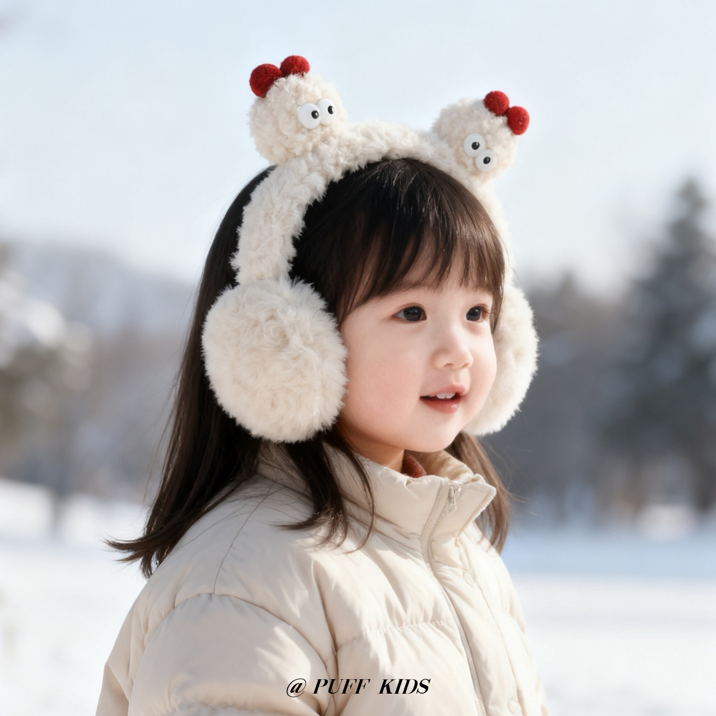 儿童保暖毛绒耳暖冬季女宝超萌毛球户外防风耳罩男童骑行加厚耳暖