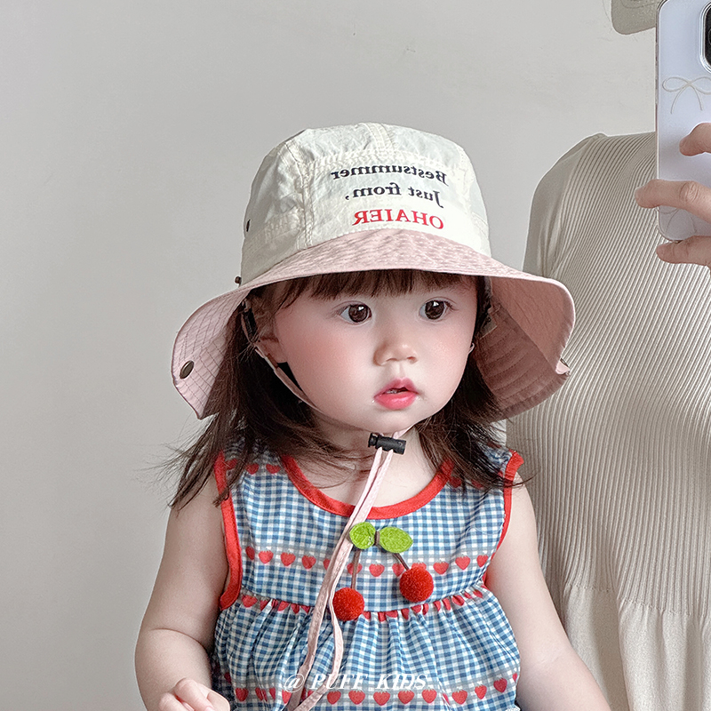 儿童帽子春夏季薄款防晒帽女童宝宝渔夫帽速干大帽檐男童遮阳帽潮