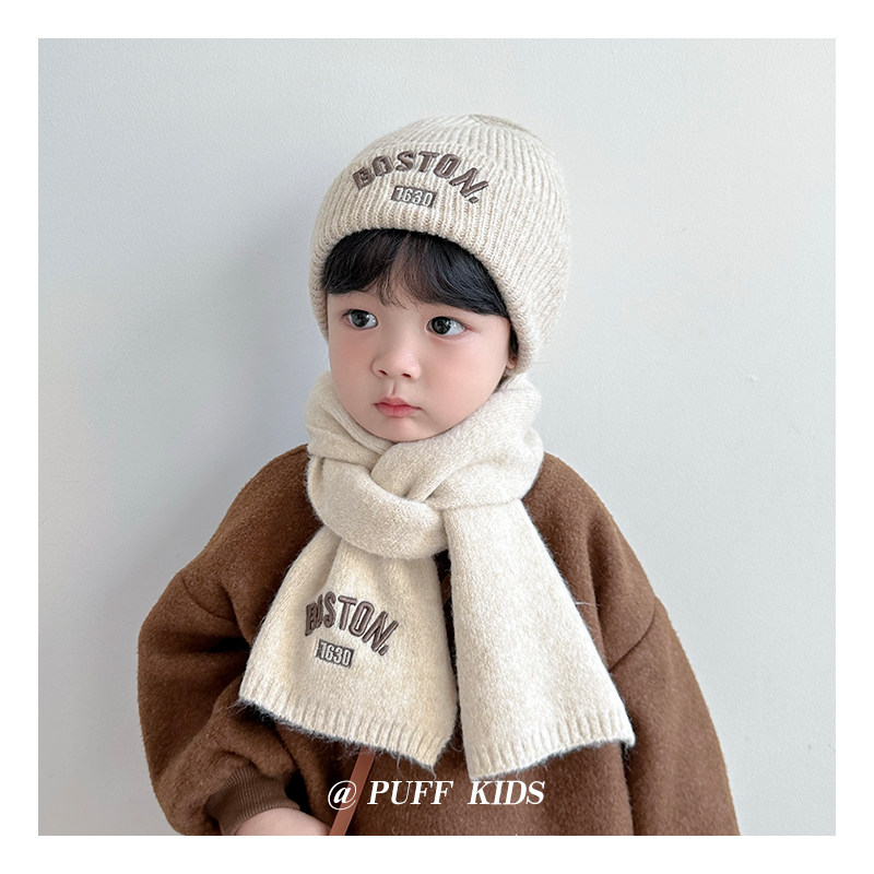 韩版儿童帽子围巾2件套秋冬季男女童刺绣字母百搭套装宝宝毛线帽,童装/婴儿装/亲子装,多件套 帽子、围巾、手套等组合,淘宝优惠券,粉丝福利购,淘宝优惠卷