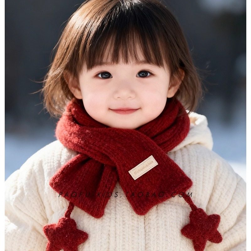 儿童围巾秋冬季新年红色交叉针织围脖男女宝宝保暖防风护颈脖套冬,童装/婴儿装/亲子装,围巾,淘宝优惠券,粉丝福利购,淘宝优惠卷